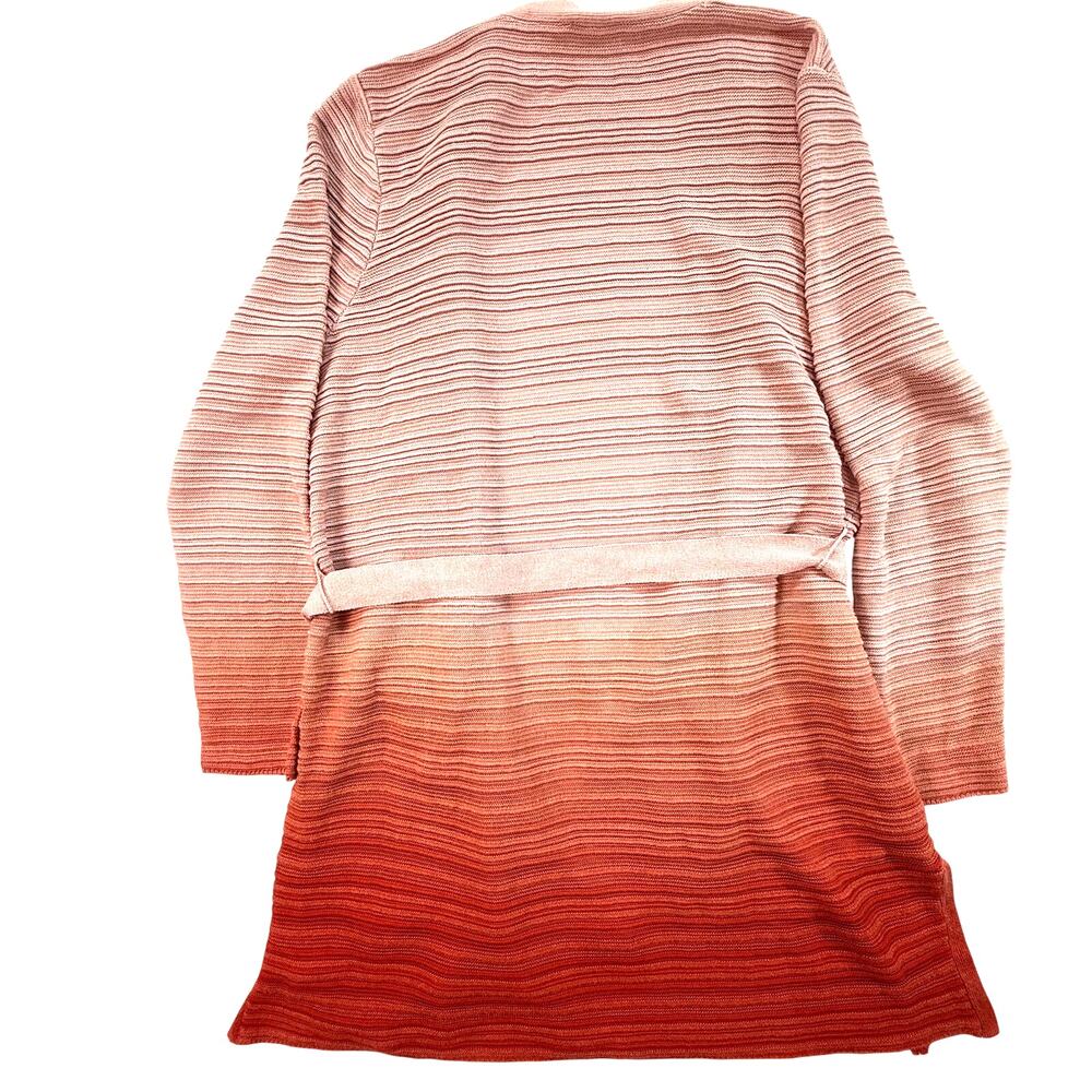 Chico’s Ombre Longline Cardigan Sweater Pink to Rust Open Front Size 1 - Picture 3 of 13